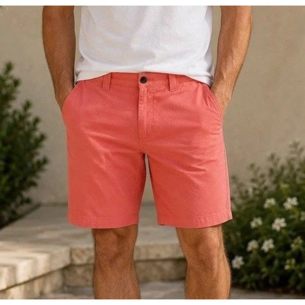 Magellan Outdoors Men’s 30W Coral Chino Shorts Cotton Stretch Casual Flat Front